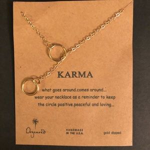 NEW Gold Tone Karma Clavicle Length Necklace